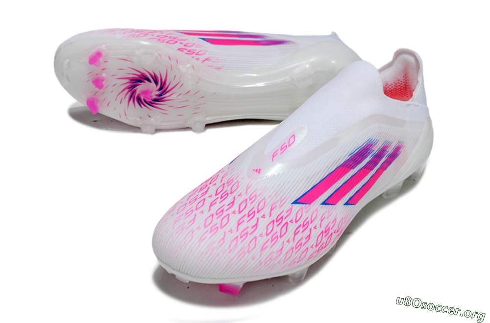 Adidas F50 Elite Laceless FG Football Boots - White/Vibrant Pink/Deep Blue 0
