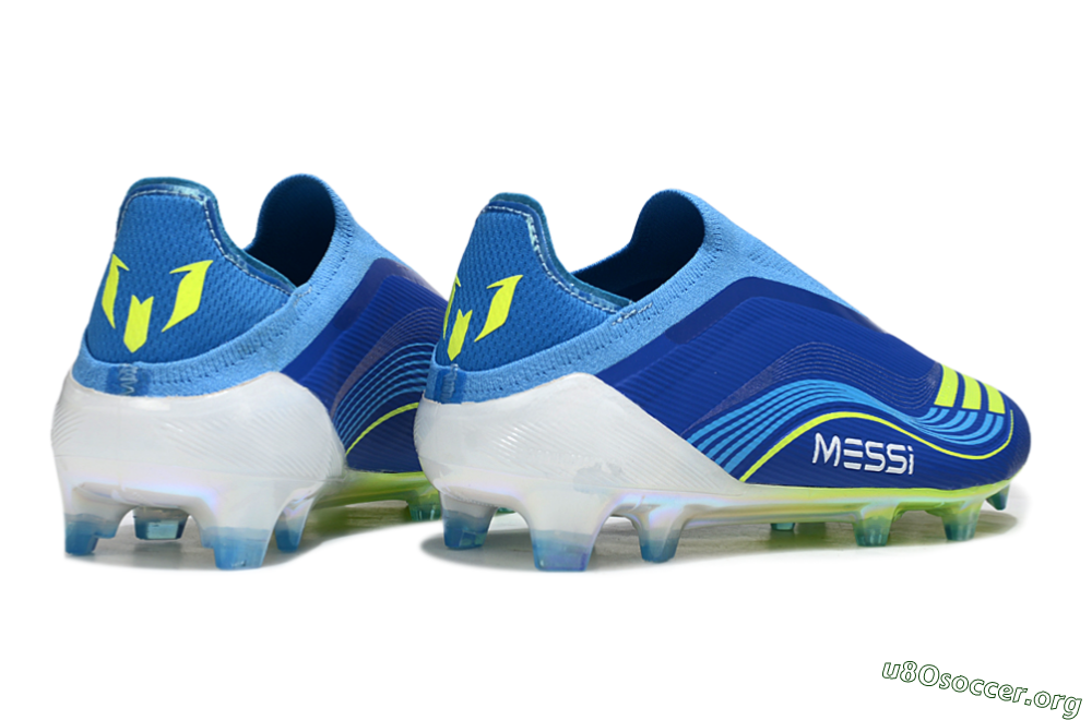 Messi x Adidas F50 Elite Laceless FG Football Boots - Blue/Sky Blue/Electric Yellow 6