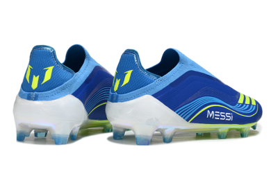 Messi x Adidas F50 Elite Laceless FG Football Boots - Blue/Sky Blue/Electric Yellow