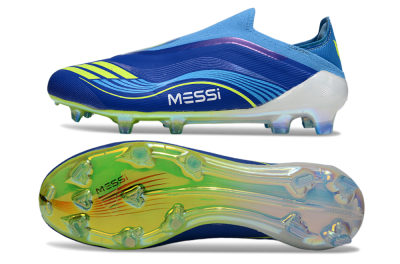 Messi x Adidas F50 Elite Laceless FG Football Boots - Blue/Sky Blue/Electric Yellow