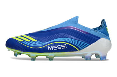 Messi x Adidas F50 Elite Laceless FG Football Boots - Blue/Sky Blue/Electric Yellow