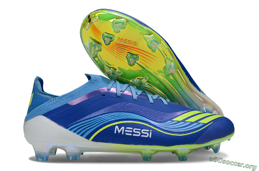 Messi x Adidas F50 Elite FG Football Boots - Blue/Vibrant Blue/Lime Green 2