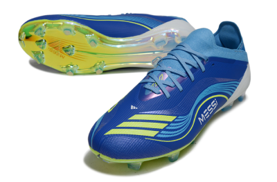 Messi x Adidas F50 Elite FG Football Boots - Blue/Vibrant Blue/Lime Green