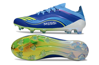Messi x Adidas F50 Elite FG Football Boots - Blue/Vibrant Blue/Lime Green