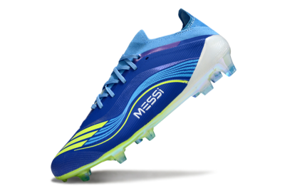 Messi x Adidas F50 Elite FG Football Boots - Blue/Vibrant Blue/Lime Green