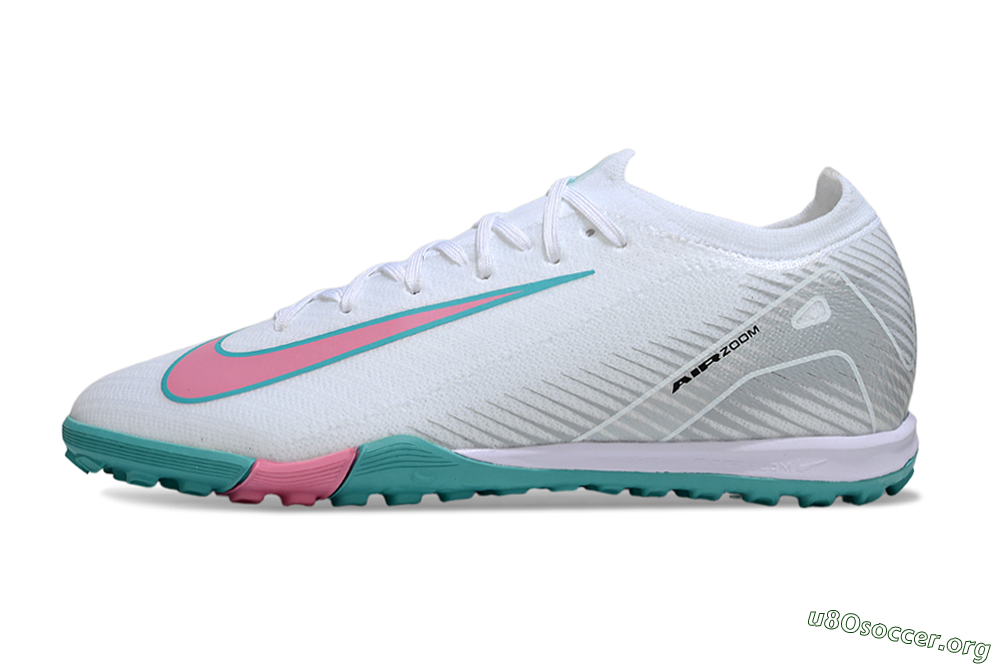 Nike Air Zoom Mercurial Vapor 16 Elite TF Football Shoes - White/Mint Green/Pink 3