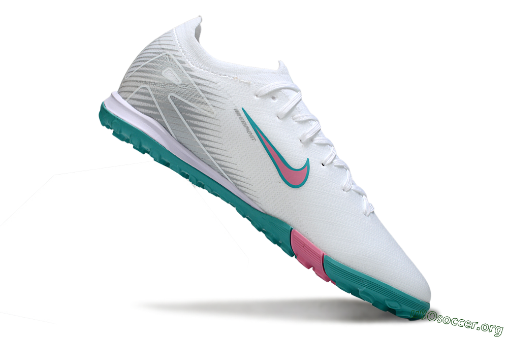 Nike Air Zoom Mercurial Vapor 16 Elite TF Football Shoes - White/Mint Green/Pink 4