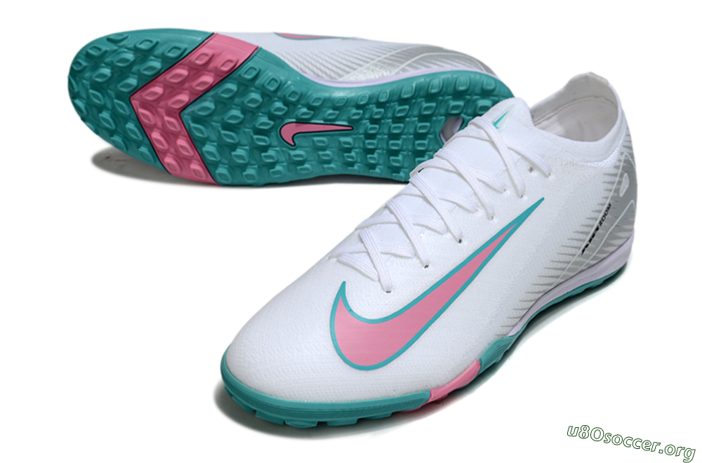 Nike Air Zoom Mercurial Vapor 16 Elite TF Football Shoes - White/Mint Green/Pink 0