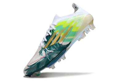 Adidas F50+ Elite Lightstrike Pro FG Football Boots - White/Emerald Green/Fluorescent Yellow