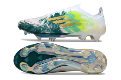 Adidas F50+ Elite Lightstrike Pro FG Football Boots - White/Emerald Green/Fluorescent Yellow