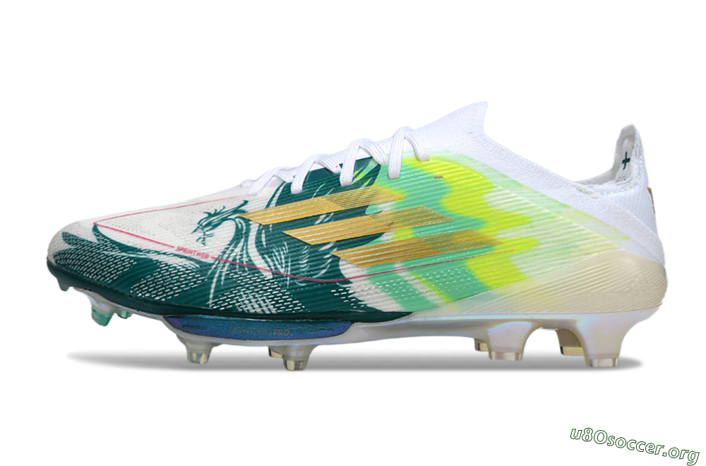Adidas F50+ Elite Lightstrike Pro FG Football Boots - White/Emerald Green/Fluorescent Yellow 3
