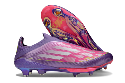 Adidas F50+ Elite Lightstrike Pro Laceless FG Football Boots - Purple/Electric Pink/Neon Green