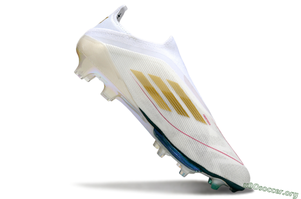 Adidas F50+ Elite Lightstrike Pro Laceless FG Football Boots - White/Neon Green/Sapphire Blue 0