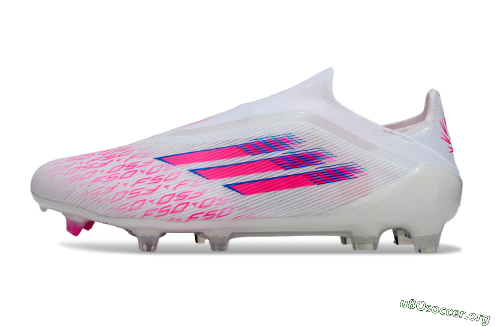 Adidas F50 Elite Laceless FG Football Boots - White/Vibrant Pink/Deep Blue 3