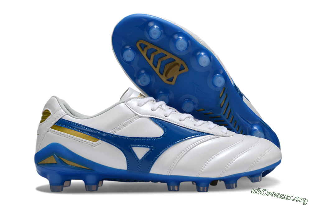 Mizuno Morelia Neo 2 FG Football Boots - White/Azure Blue/Gold 2