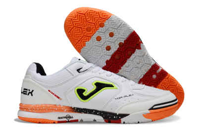 Joma Top Flex IC Football Shoes - White/Electric Green/Fiery Orange