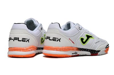 Joma Top Flex IC Football Shoes - White/Electric Green/Fiery Orange