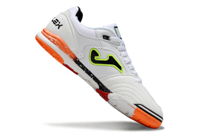 Joma Top Flex IC Football Shoes - White/Electric Green/Fiery Orange