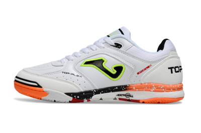 Joma Top Flex IC Football Shoes - White/Electric Green/Fiery Orange