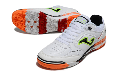 Joma Top Flex IC Football Shoes - White/Electric Green/Fiery Orange