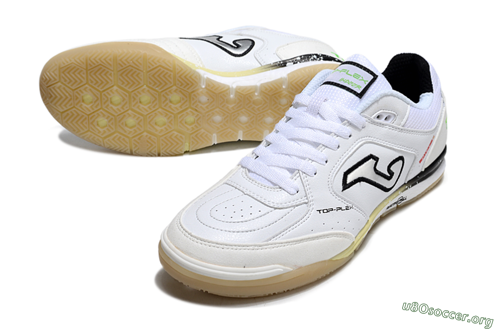 Joma Top Flex IC Football Shoes - White/Lime Green/Black 3