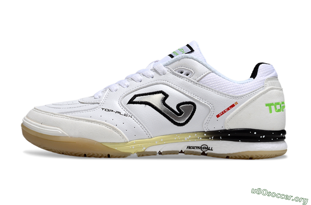 Joma Top Flex IC Football Shoes - White/Lime Green/Black 2