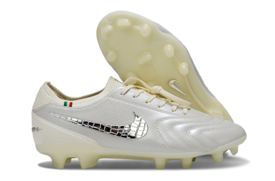 Nike Tiempo Legend 10 Elite FG Football Boots - White/Creamy Beige/Glossy Black