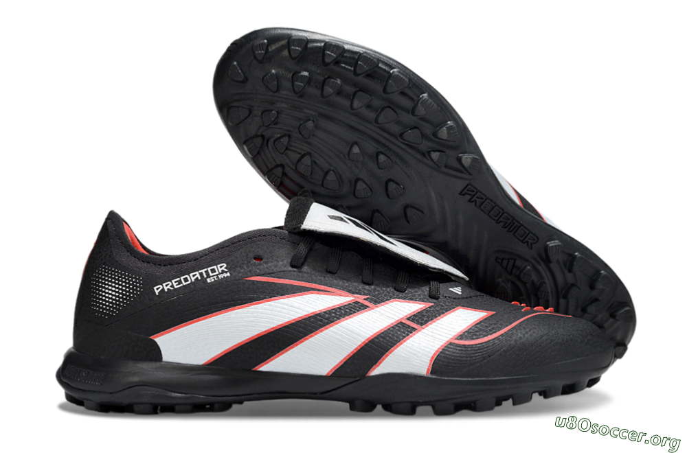 Adidas Predator League Fold-Over Tongue TF Football Shoes - Black/Bright Red/Sleek White 2