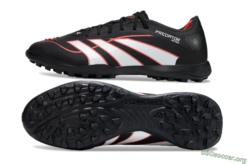 Adidas Predator 25 Elite TF Football Shoes - Black/Fiery Red/White 1