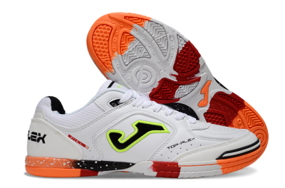 Joma Top Flex IC Football Shoes - White/Neon Green/Orange Blaze