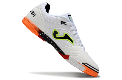 Joma Top Flex IC Football Shoes - White/Neon Green/Orange Blaze