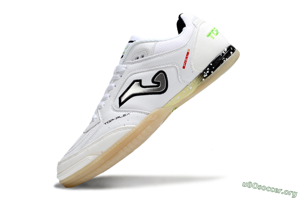 Joma Top Flex IC Football Shoes - White/Black/Green 5