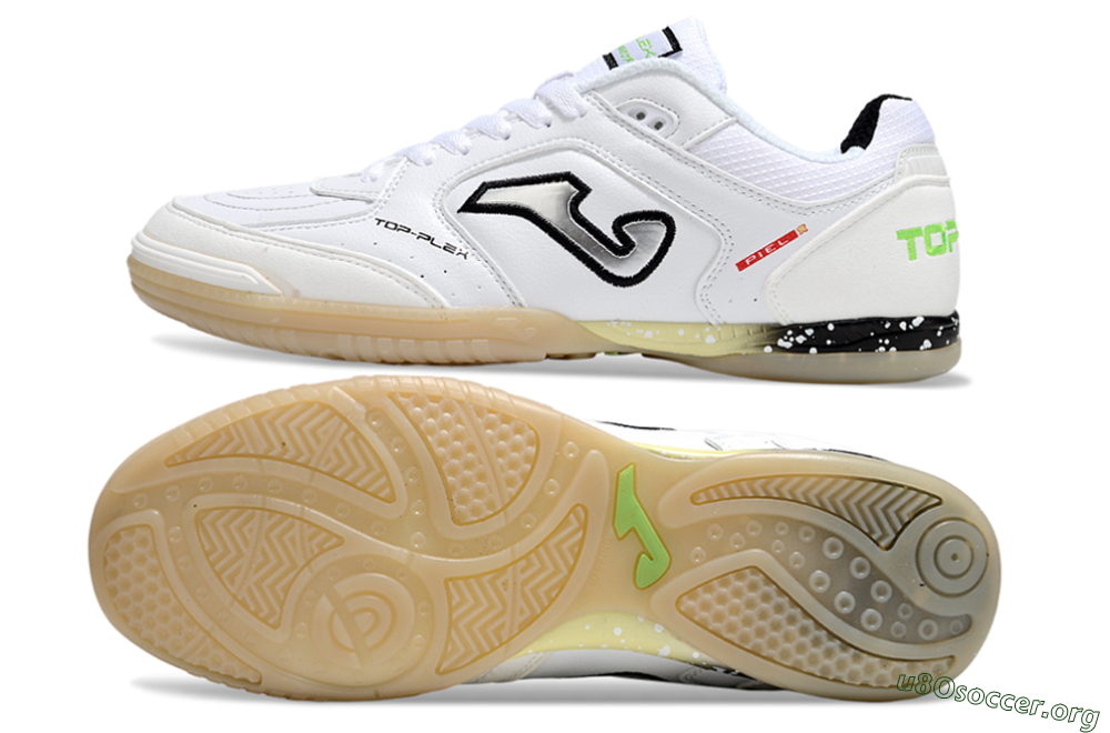 Joma Top Flex IC Football Shoes - White/Black/Green 1
