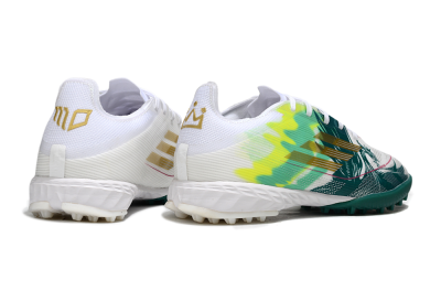 Adidas F50 Pro TF Football Shoes - White/Green Splash/Golden Burst