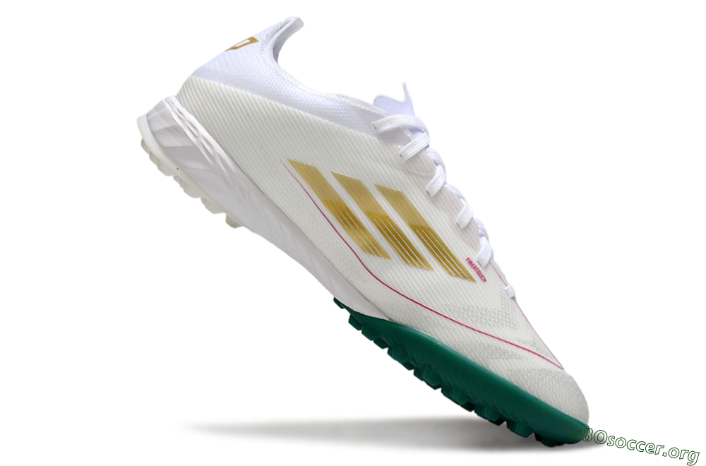 Adidas F50 Pro TF Football Shoes - White/Green Splash/Golden Burst 4