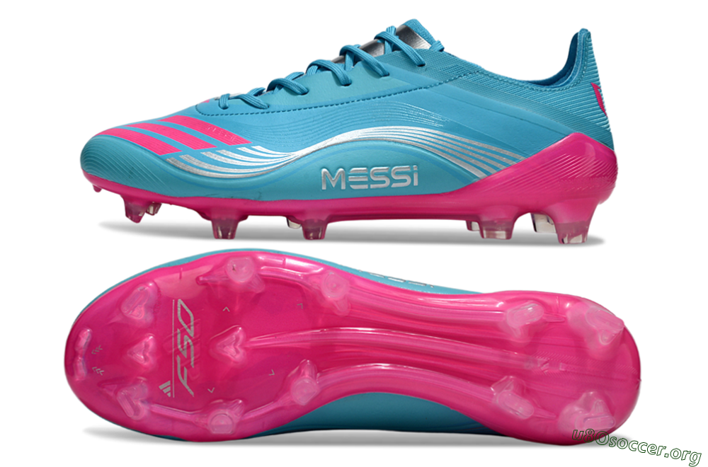 Messi x Adidas F50 Elite FG Football Boots - Cyan/Pink/Light Blue 1
