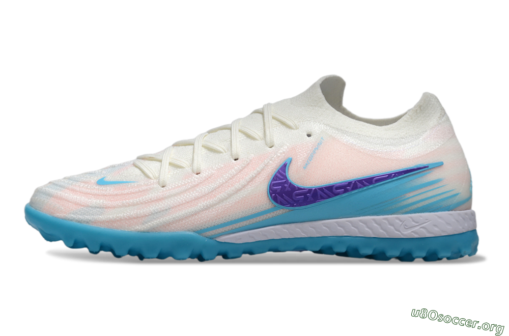 Nike Phantom GX 2 Elite TF Football Shoes - White/Azure Blue/Purple Fizz 3