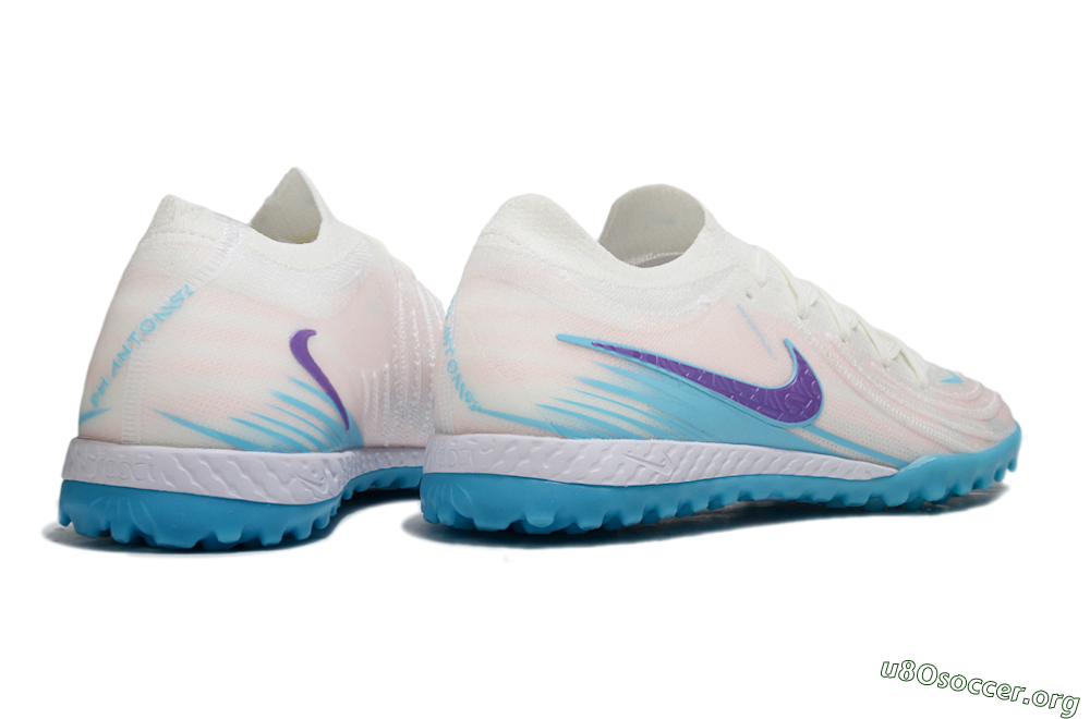Nike Phantom GX 2 Elite TF Football Shoes - White/Azure Blue/Purple Fizz 6