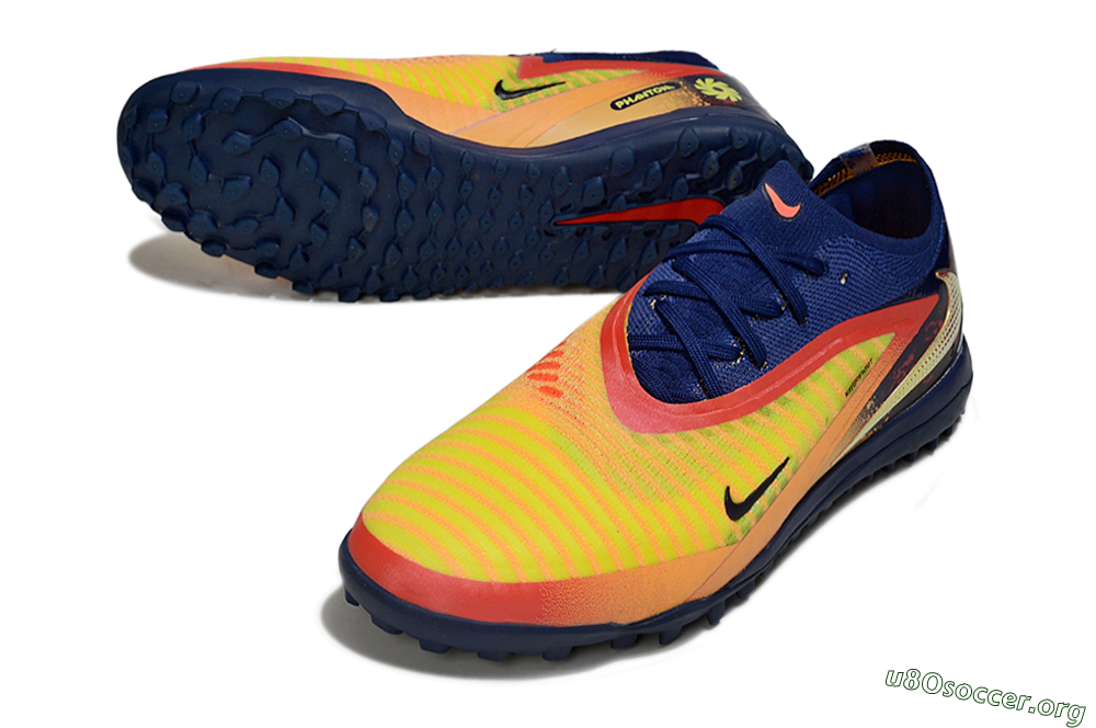 Nike Phantom 6 Low Elite TF Football Shoes - Yellow/Sunset Orange/Navy Blue 0