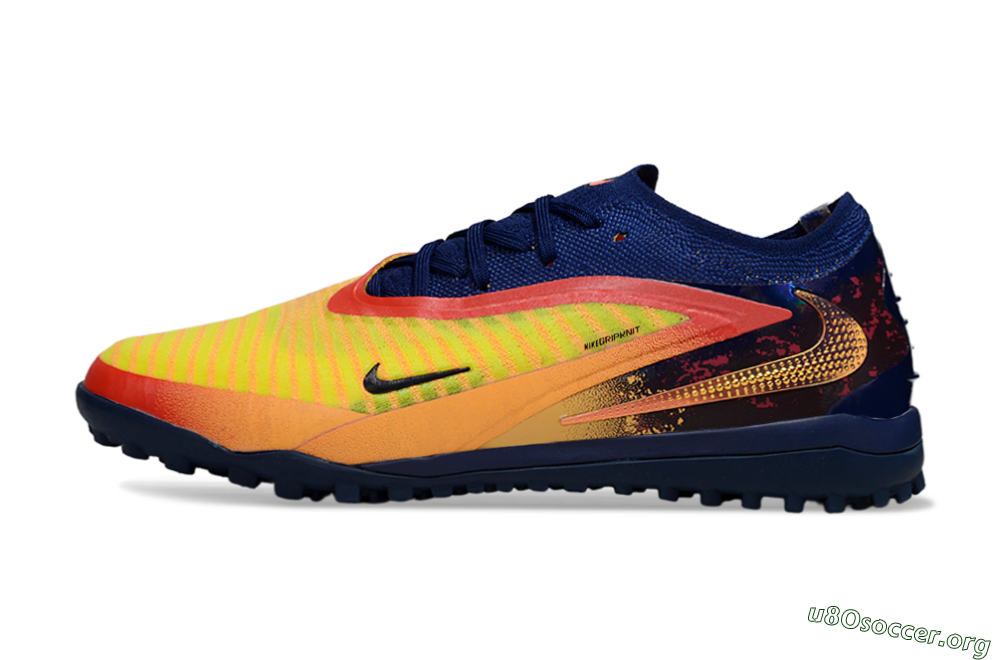 Nike Phantom 6 Low Elite TF Football Shoes - Yellow/Sunset Orange/Navy Blue 3
