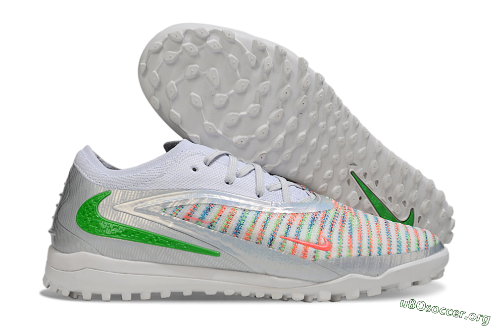 Nike Phantom 6 Low Elite TF Football Shoes - White/Electric Green/Coral Pink 2