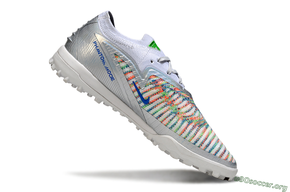 Nike Phantom 6 Low Elite TF Football Shoes - White/Electric Green/Coral Pink 4