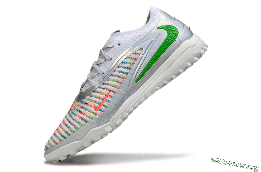 Nike Phantom 6 Low Elite TF Football Shoes - White/Electric Green/Coral Pink 5