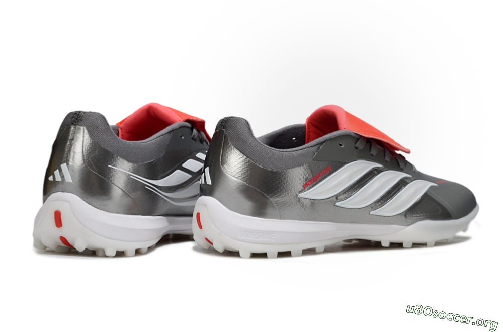 Adidas Predator League Fold-Over Tongue TF Football Shoes - Gray/Electric Orange/White 6