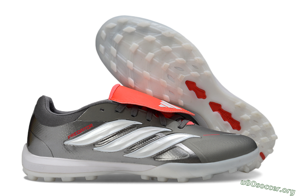 Adidas Predator League Fold-Over Tongue TF Football Shoes - Gray/Electric Orange/White 2