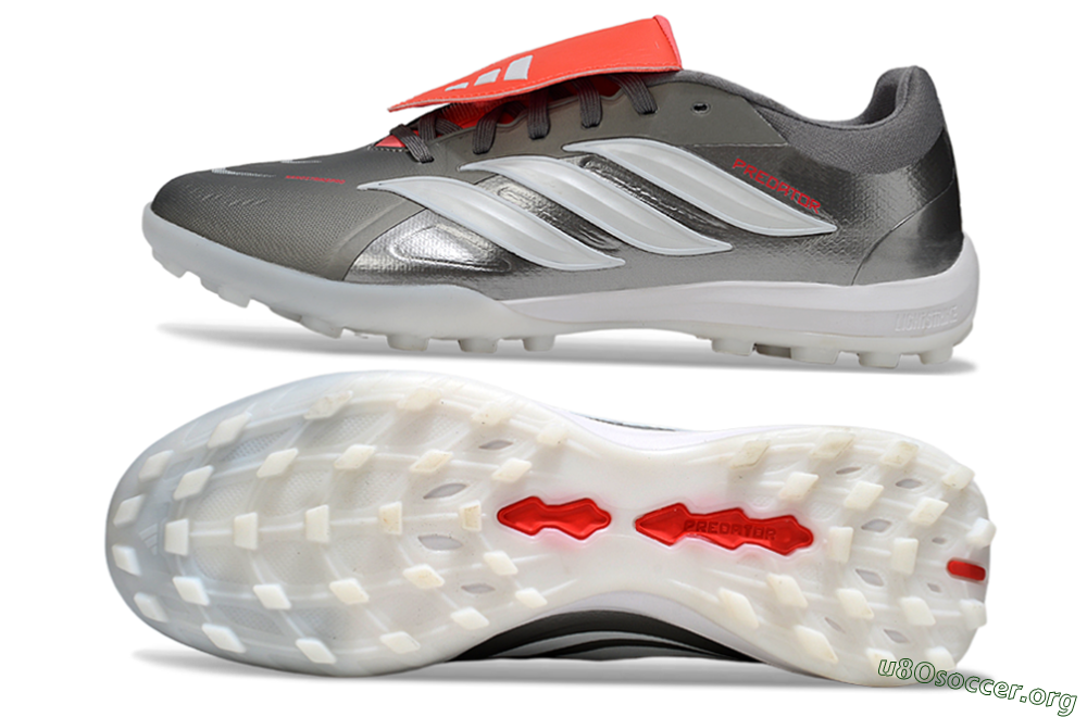 Adidas Predator League Fold-Over Tongue TF Football Shoes - Gray/Electric Orange/White 1