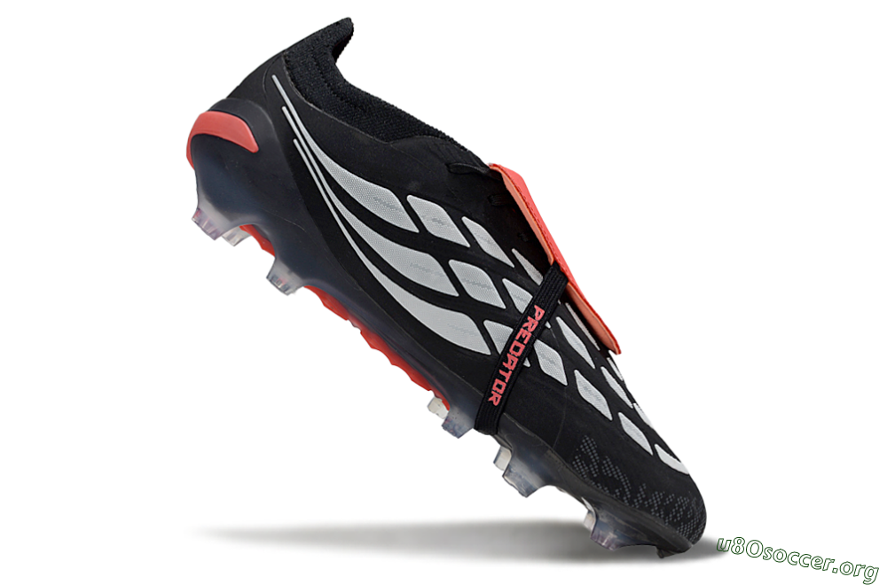 Adidas Predator 26 Elite Fold-Over Tongue FG Football Boots - Black/Vibrant Red/Metallic Silver 4