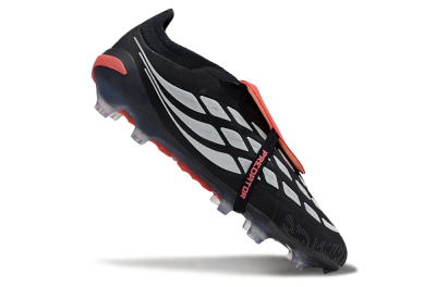 Adidas Predator 26 Elite Fold-Over Tongue FG Football Boots - Black/Vibrant Red/Metallic Silver