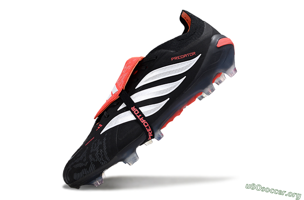 Adidas Predator 26 Elite Fold-Over Tongue FG Football Boots - Black/Vibrant Red/Metallic Silver 5