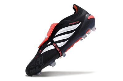 Adidas Predator 26 Elite Fold-Over Tongue FG Football Boots - Black/Vibrant Red/Metallic Silver